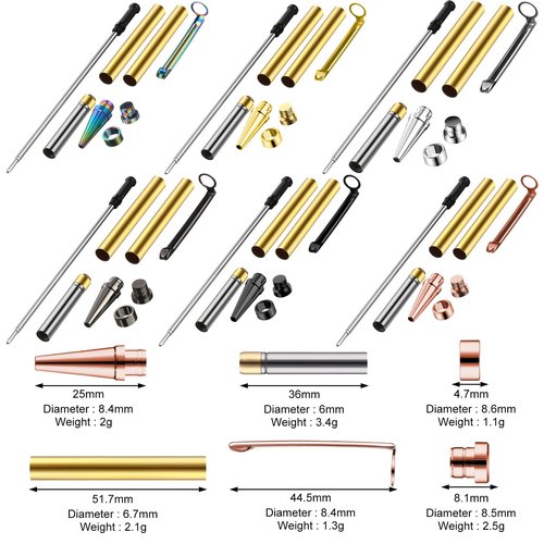 Colarr 48 Pcs Pen Kits for Wood Turning 7mm Slimline Pen Twist Kit with Refill Lathe Turning for DIY Copper Making Friend Office Teacher Students Classroom Gifts(Multicolor)