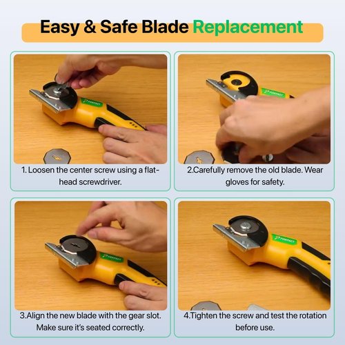 4-Pack Replacement Blades for Powpact Electric Scissors, 40mm Octagonal SK4 Steel, 1.2mm Thick, Cuts Cardboard, Fabric, Plastic, Leather