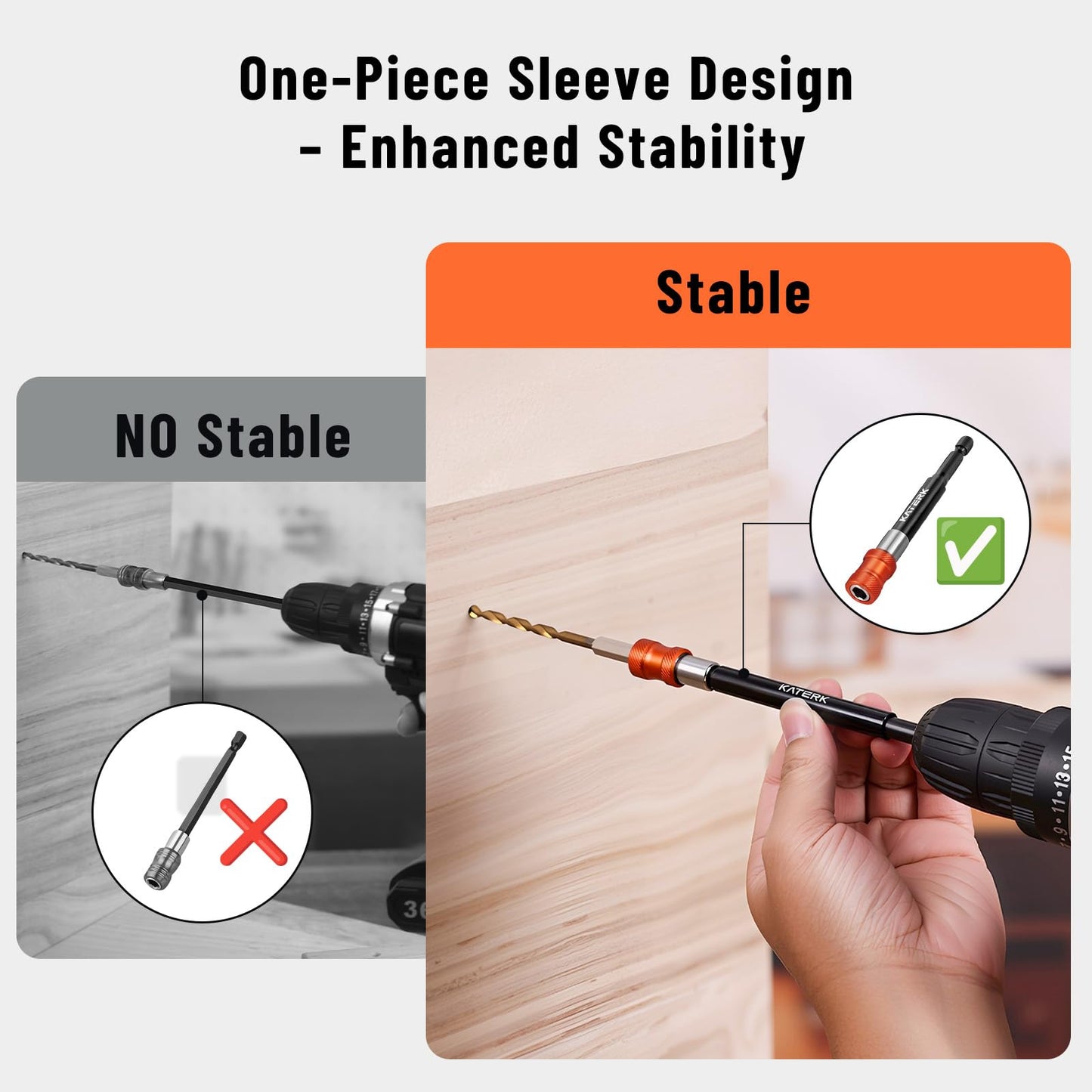 Katerk Drill Bit Extension Set, 4 Pcs Magnetic Bit Holder, 1/4 Inch Hex Drill Bit Extender for Impact Driver - Enhanced Stability, Professional Grade (12", 6", 4", 2 3/8")