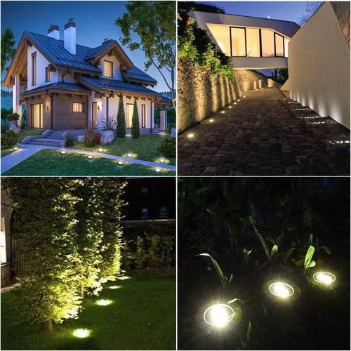 Rayolon Solar Ground Lights: Waterproof Upgraded Outdoor Landscape Lights (12 Pack Warm Light)