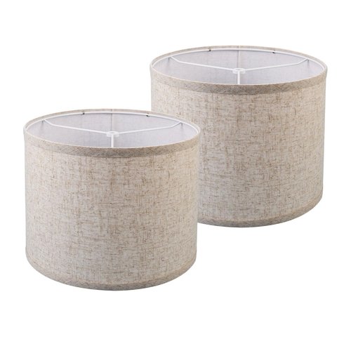 Wankaix lampshades Set of 2, Drum Lamp Shades Set of 2, Lamp Shades for Table Lamps Easy Assembly Required Lamps Shades Natural Linen Fabric (Nature Linen, 10"x10"x8")