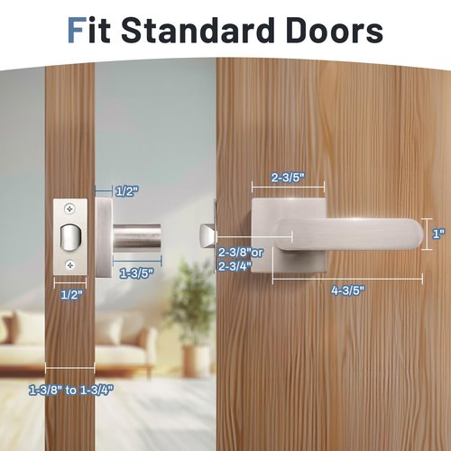 KNOBWELL 1 Pack Interior Door Handle,Satin Nickel Finish Door Levers, Passage Knob for Closet Hallway, Zinc Alloy Construction, 250,000-Cycle Durability