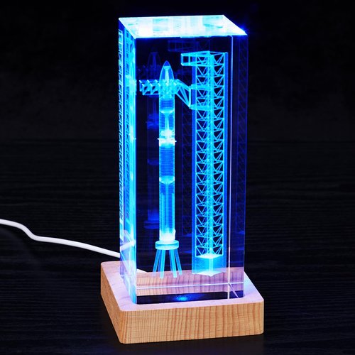 【Collector's Gifts】 SpaceX Starship Crystal Lamp, 3D Laser-Etched Rocket Night Light, Ultimate Gift for Space Enthusiasts, Sci-Fi Fans & Mars Dreamers (Regular)