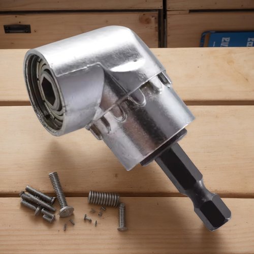 105 Degree Angle Drill Adapter Bit Holder for Electric Screwdriver Power Tool Extension Chuck Corner Turning Attachment (Silver)