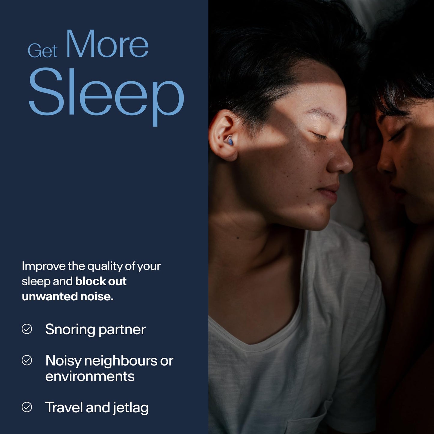 Alpine SleepDeep Multisize - Soft Ear Plugs for Sleeping and Concentration - New 3D Oval Shape and Noise Reducing Gel for Better Attenuation - 27dB - Ideal for Side Sleeper - 2-Pair Reusable: S + M/L