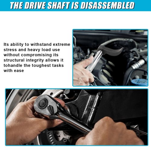 DUSCOKE 3PCS Pry Bar Wrench Adapter - Crowbar Adapter Head Car Repairing Tools with Extension Bar - Half Shaft Removal Tool with 1/2" D 8pt (Square) Profile for Tight Space