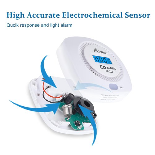 Carbon Monoxide Detectors - Carbon Monoxide Alarm Battery Powered, CO Detectors with Digital Display for Home, Easy to Install (H-212)