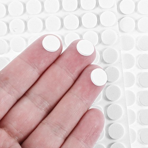 Nogeqi 324PCS Small Furniture Felt Pads, Self Adhesive Felt Cabinet Door Bumpers, 0.39 in/1 cm Adhesive Dots to Protect Furniture Tabletop Cabinet Drawer (White, 4 Sheets)