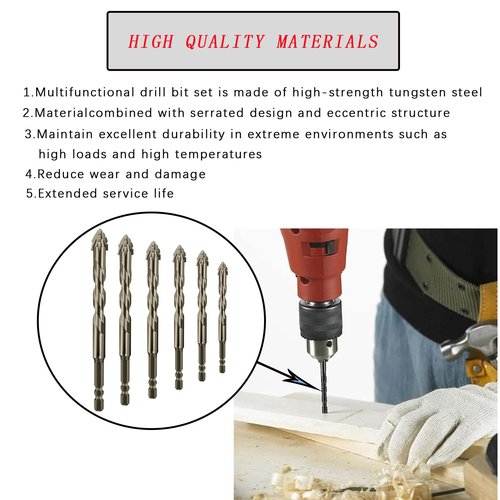 Lyzanxian New Four Edge Serrated Eccentric Drill Bit for vast Majority of Electric Hand Drill,Flute Sawtooth Eccentric Drill Bit kit (4/5/6/8/10/12mm)