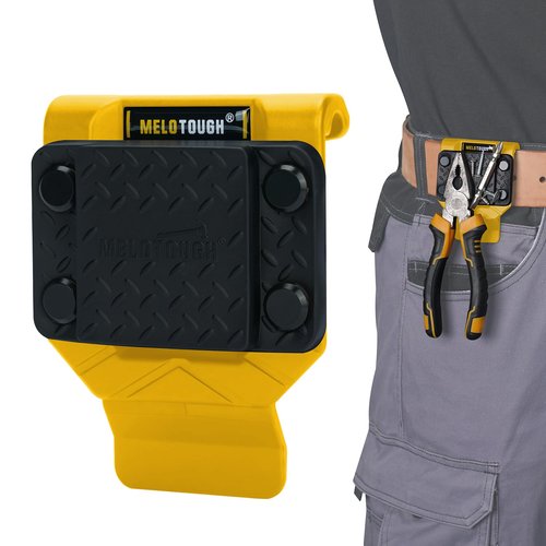 MELOTOUGH Magnetic Tool Holder, N48 Strong Magnetic Belt Clip for Nails, Screws, Drill Bit, Wrenches, Screwdrivers, Hammer, Sockets and Other Metal Tools and Hardware - Fits Up to 2.7" Belt (Yellow)