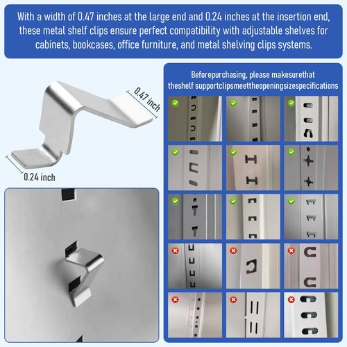 Removable Metal Shelf Support Clips Replacement for Sandusky Metal Cabinet and Other Cabinets-16pack