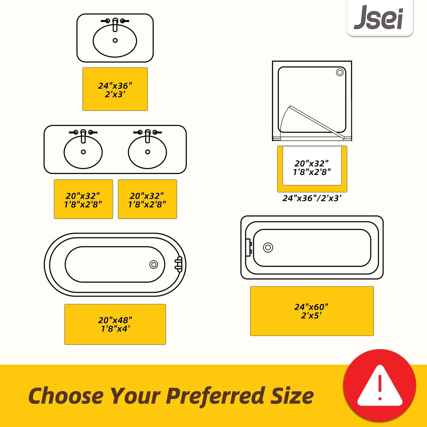 JSEI Non-Slip Bathroom Rugs, Self Adhesive No Sliding Bath Rugs Set of 2, Machine Washable Absorbent Bath Mat Set for Tub Shower & Single Sink 20”x32”+20”x48”, Beige, Diamond Pattern