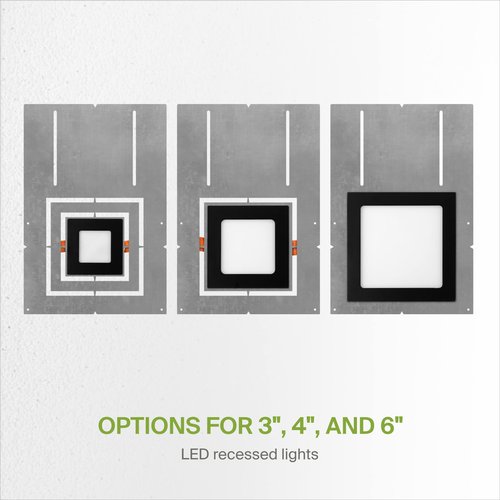 ASD New Construction Mounting Plate with Asymmetric Square Hole - 3-4-6" Flat Steel Rough-in Bracket, LED Recessed Lighting Housing, 24 Pack