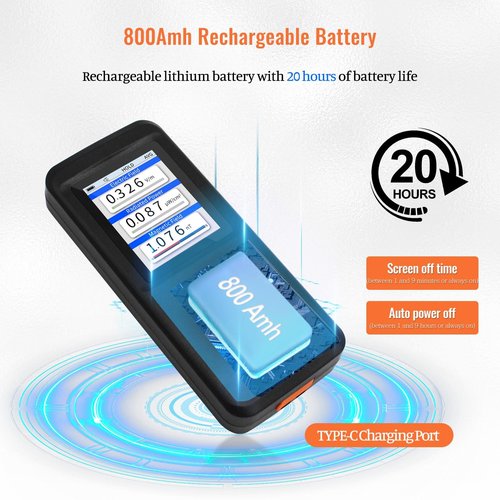 AKSTEST EMF Meter, Handheld Rechargeable EMF Detector for Magnetic, Electric Field & RF Radiation – Max/Average/Hold Modes, Audible Alarm, Color Display for Home, Office, Ghost Hunting