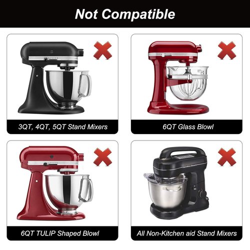 Flex Edge Beater for Kitchen Aid Mixer 6 Quart Bowl-Lift Stand Mixer Bowls, 6 QT Flat Edge Beater with Flexible Silicone Edges Bowl Scraper