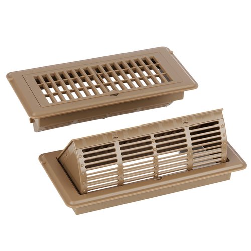MMFSF Floor Vent Covers, 4x10 Adjustable Heat Air Vent Deflectors, 2-in-1 Floor Register, Vent Covers for Home Floor, Office, Ceiling, 2 Pack, Tool-Free Installation (Brown)