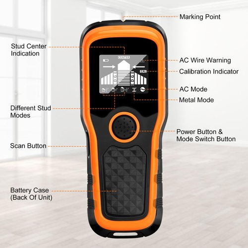 Dmyond Stud Finder Wall Scanner, 5 in 1 Stud Detector Beam Finders with High-Definition LCD Display, and Audible Alarm, for Center and Edge of Metal, Studs, AC Wire, and Pipe Detection