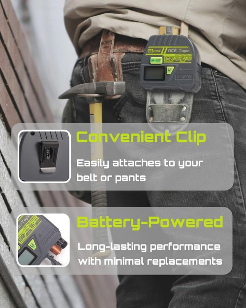 2-in-1 Laser Tape Measure, Inkerma 130Ft/40m Laser Measurement Tool & 16Ft/5m Measuring Tape, Digital Laser Tape Measure with M/in/Ft/Ft+in Units, LCD Display, Self-Locking Tape, Belt Clip