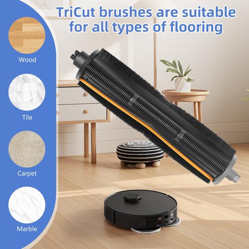TriCut Brush for DREAME L10s Ultra/L20 Ultra/L10s Pro Ultra/X30 Ultra/X40 Ultra/L30 Ultra/L40 Ultra/X40 Master/L10s Ultra Gen 2. Durable Anti-Tangle, Suitable for All Kinds of Floors and Pet Hair