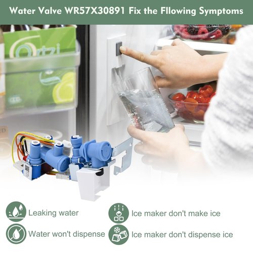 WR57X30890, WR57X30891 Water Inlet Valve Compatible with ge, hotpoint, haier Refrigerator: GNE25JYKGFFS, GNE27JMMAFES, GSS25GMHKCES etc. Isolation Valve and Jumper WR57X26569, AP6891693, PS12727426