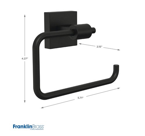 Franklin Brass Maxted (1-Pack) Toilet Paper Holder Matte Black Tissue Roll Holder for Bathroom Organization and Storage Euro/Single Post/Hook Toilet Tissue Holder Wall Bathroom Accessories MAX50-FB