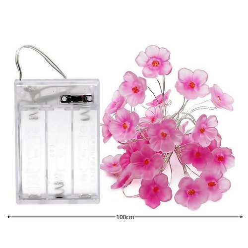 1PC Cherry Blossom String Lights - 1M/3.28ft 10 LED Battery Operated with Toggle Switch, Bedroom Indoor Outdoor Party Decor, Romantic Pink Fairy Lights (Batteries Not Included, Pink
