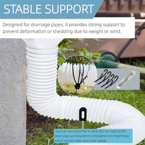 2pcs Premium Adjustable Gutter Downspout Extensions U Bracket, Heavy-Duty Galvanized Iron, Suitable for 2x3 & 3x4 Inches, Gutter Guards Holder, Rust-Proof Anchor for Pipe Support (Black)