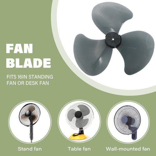 MOUNTTU Fan Blades Replacement, 16 Inch & 3 Leaves Fan Blades with Nut Cover, Plastic for Table Standing Pedestal Type Ceiling Parts Blade