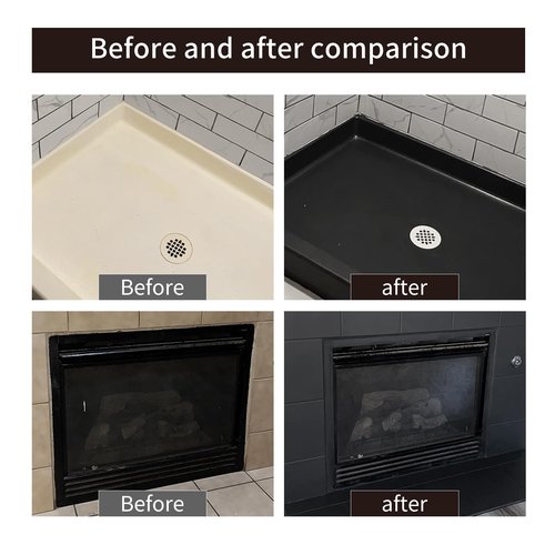 SENVEN Tub and Tile Spray Paint Black Gloss Aerosol Spray Tile Paint Bathtub Refinishing Kit for Tiles Ceramic Porcelain Fiberglass Resurfacing Bathroom Walls Bathtubs Sinks Countertops Toilets