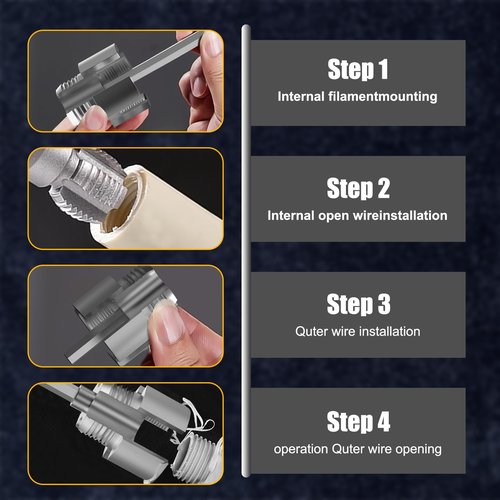 Integrated Internal & External Pipe Threading Tool,Electric Drill Compatible PVC Pipe Threader Kit，1/2" 3/4" Tool, Plastic Pipe Threader Kit, Dual Thread Design (Internal & External) (1/2“)