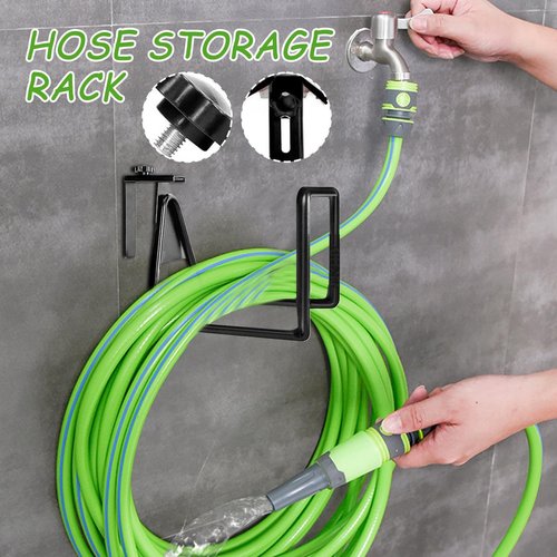 Garden Hose Holder - Heavy Duty Metal Hose Holder for Wall - Outdoor Pipe Organization Rack for Garage Garden Backyard Shed Tool House Basement