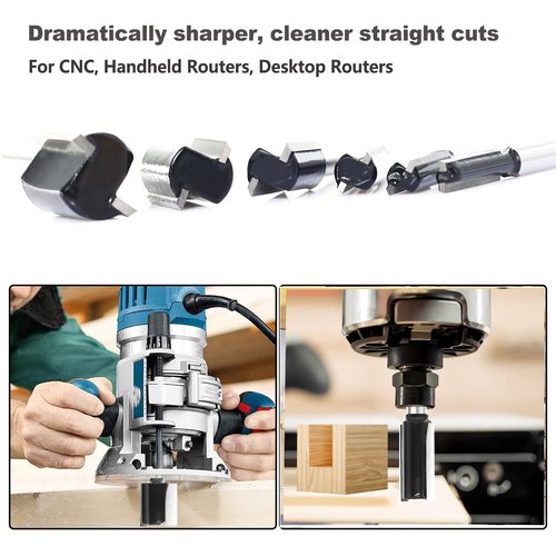 6Pcs Straight Router Bit Set 1/4 Shank, Double Flute Straight Bit Dado Straight Cut Router Bit, Cut Dia 3/4", 5/8", 1/2", 3/8", 5/16", 1/4", Straight Router Bit for Woodworking Groove by SICWOOD