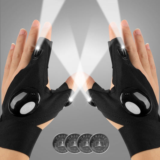 Mylivell Handsfree LED Flashlight Gloves, Fathers Day dad Gifts for Fishing dad, Camping Flashlight Gadgets for Men, Gloves with Lights for Working on Cars, Handy Mens Gifts, Mens Tools Gifts