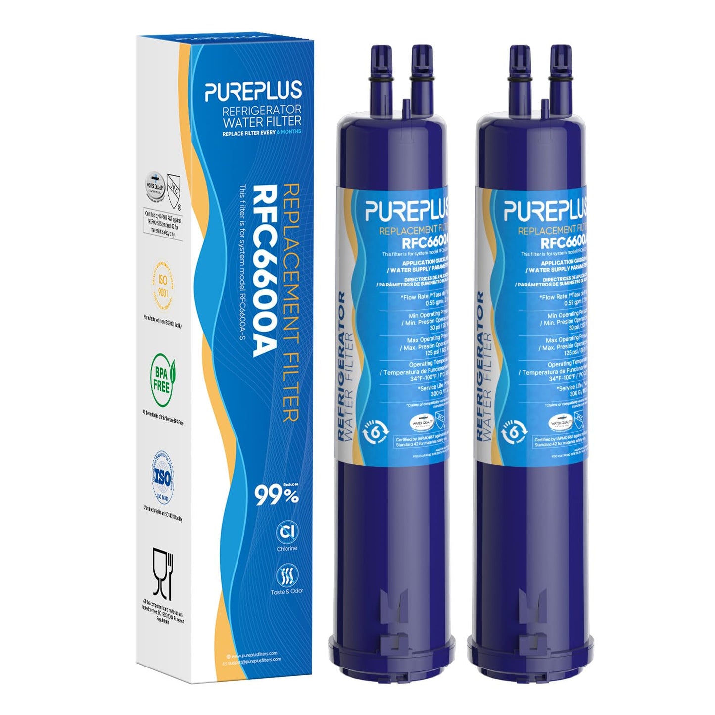 PUREPLUS Compatible with 4396841, 4396710, Everydrop® Filter 3, EDR3RXD1, 46-9083, 46-9030, 9030, 9083, Refrigerator Water Filter, 2Pack