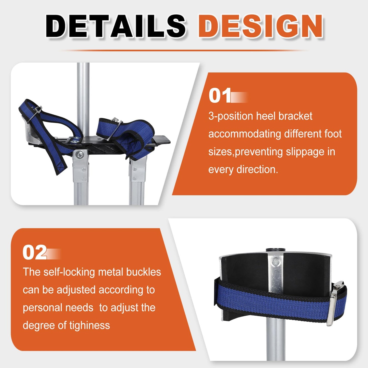 SUPERFASTRACING 24-40 inch Drywall Stilts Aluminum Tool Silver Stilt for Painting Painter Taping Silver