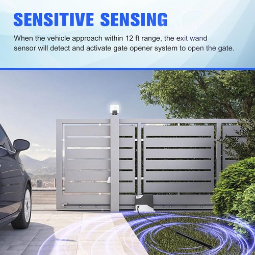 loosoo Driveway Gate Vehicle Exit Wand Sensor with 50 ft Cable, Automatic Gate Opener Car Detector Compatible with Mighty Mule, Ghost Controls, liftMaster Vehicle Door Opening Systems