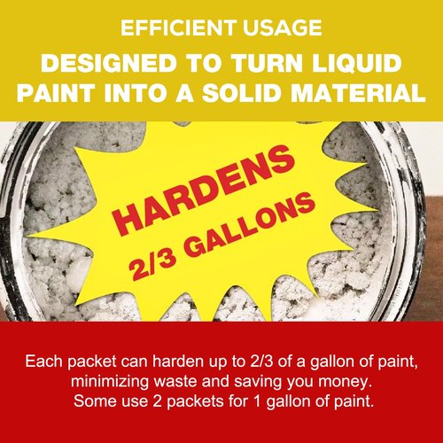 12 Pack Paint Hardener for Disposal - Fast Acting Solidifier for Disposal - Paint Drying Powder for Acrylic & Latex Paint with 12 Pcs 14 Inch Wooden Stir Sticks