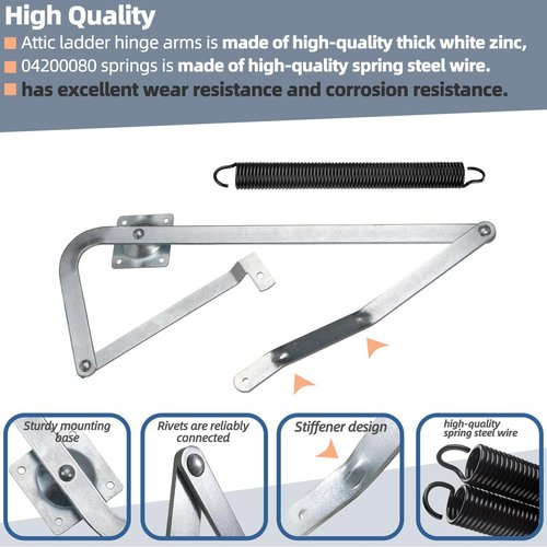 Sconva 55-2 Attic Ladder Hinge Arms with Springs Replacement Kit Compatible with Werner Mk5, WU2210, W2208, W2210 Attic Ladders Parts, Fits for Werner Attic Ladders Manufactured After 2010