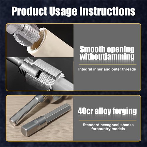 Integrated Internal & External Pipe Threading Tool,Electric Drill Compatible PVC Pipe Threader Kit，1/2" 3/4" Tool, Plastic Pipe Threader Kit, Dual Thread Design (Internal & External) (1/2“)