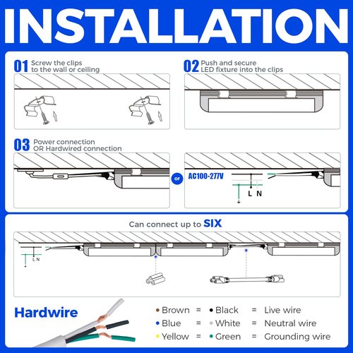 Barrina LED Shop Lights, 40W 5500LM 5000K, 4FT Integrated Fixture, V Shape,T8 Light Tube, Daylight White, Clear Cover, High Output, LED Shop Lights for Garage Warehouse Workshop Basement (Pack of 6)