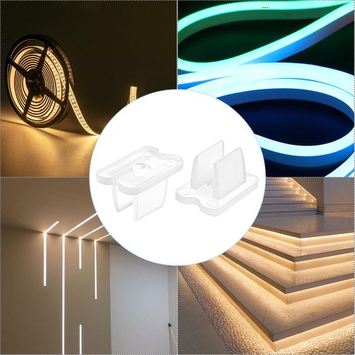 Piriuuo 50 Pcs Led Light Clips, Rope Light Clips Waterproof Led Strip Mounting Clip Indoor LEDs Strip Lights Holder Neon Mounting Clip Fixing Clamps Holder with 50 Screws for 5-6mm LEDs Lights