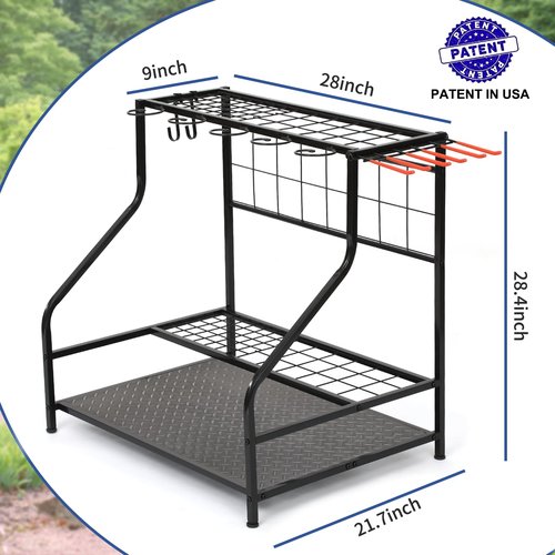 Garden Tool Organizer for Garage, Garden Tool Rack, Up to 58 Long Handled Tools, Yard Tool Holder for Garage, Shed, Outdoor, Tool Stand, Black (Garden Tool Rack)