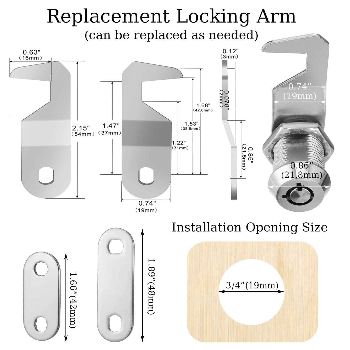 General Lock Replacement 5/8" Cabinet Cam Lock Keyed Alike Tool Box Locks with Keys Hook Cams Toolbox Locks for RV Storage Compartment Door Tool Cart Mailbox