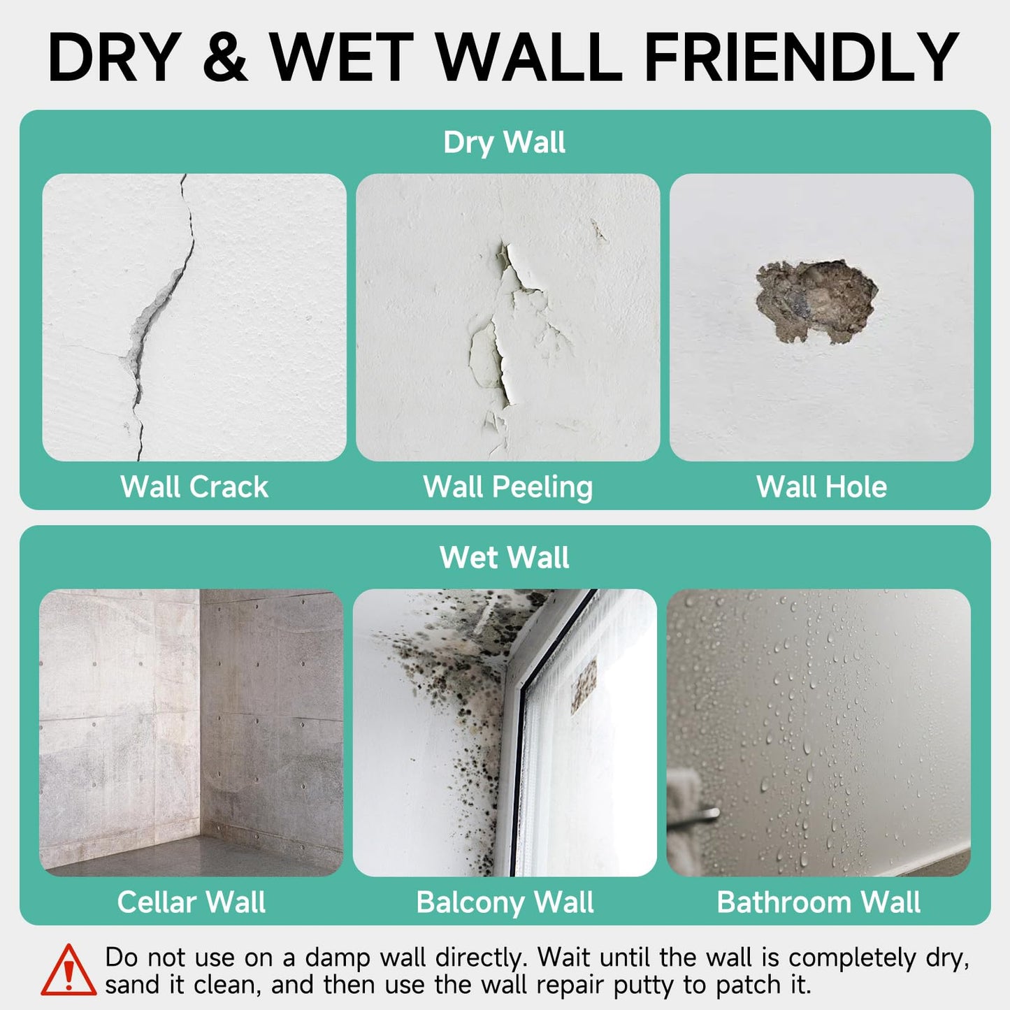 CARPOLY Drywall Repair Kit - 32 OZ Wall Spackle Paste with Self Adhesive Metal Patch, Dryall Repair Patch Kits, White Wall Putty Hole Filler, Quick and Easy Solution for Holes, Cracks and Gaps