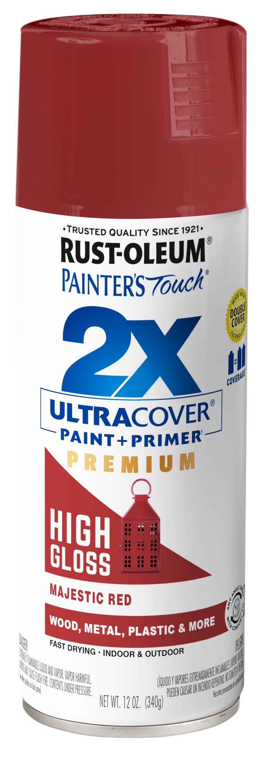 Rust-Oleum 372272- Painter's Touch 2X Ultra Cover Spray Paint, 12 oz, Majestic Red