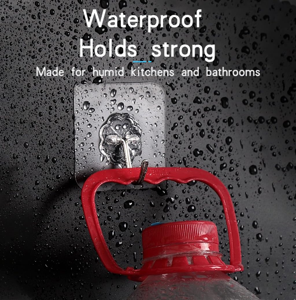 PapaPick Adhesive Wall Hook, Set Heavy-Duty Thickened self-Adhesive Hook，16Pcs，33lb max Loading，Transparent, Waterproof, Bathroom, Outdoor, Kitchen, Doors, Practical Tools.