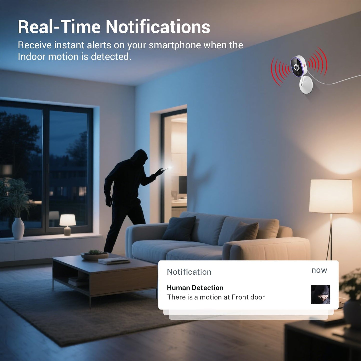 Indoor Surveillance Home Security Camera, 2-Way Audio, Night Vision, Smart AI Human Detection, App Control, Cloud Storage (Sold Separately), Dual-Band 2.4G/ 5G Wi-Fi