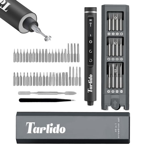 Tarlido Electric Screwdriver, 4V Precision Screwdriver Set, 49-in-1 Cordless Power Screwdriver, USB-C Cable, Max 3.5 N.m Torque, Compact Magnetic Tool for Phone Camera Laptop Electronics Home Repair