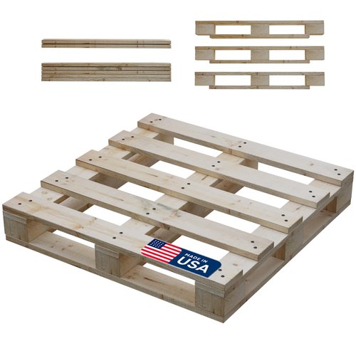 Greaton, Unassembled Heavy-Duty Wooden Pallet Kit – 48x48x5 Inches, Industrial-Grade Pinewood, Stackable & Reusable, Easy to Assemble, 4-Way Forklift Entry, for Home, Storage & Warehouse Use – 1 Pack