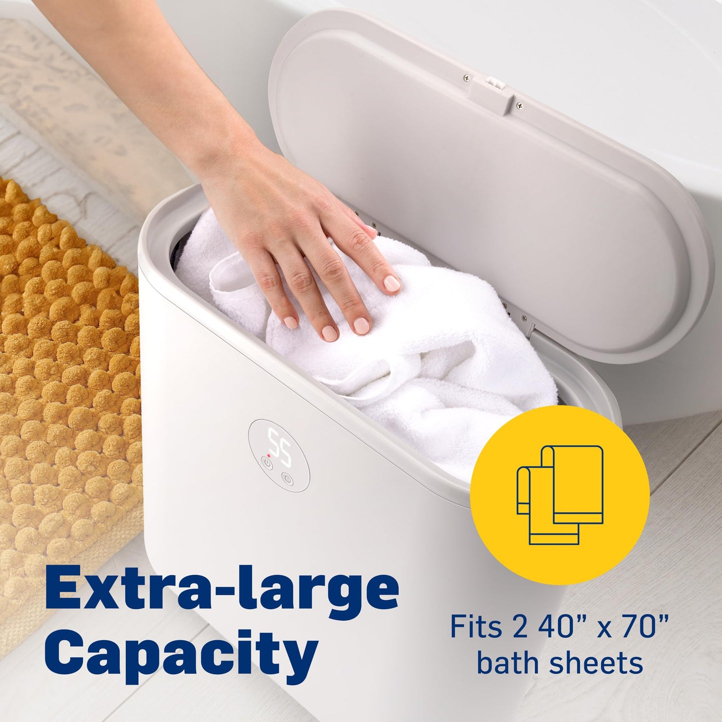 Live Fine Towel Warmer | Large Bucket Style Luxury Heater with LED Display, Adjustable Timer, Auto Shut-Off | Fits Up to Two 40” x 70” Oversized Towels